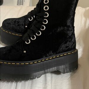 Dr. Martens Black Velvet Lace Up Boots